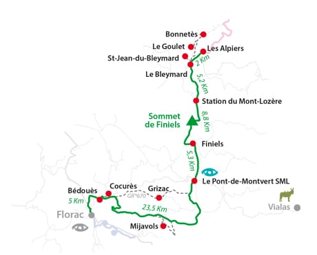 Randonnée itinérante - GR70 - Chemin de Stevenson - Mont Lozère - Cévennes - 5 jours 